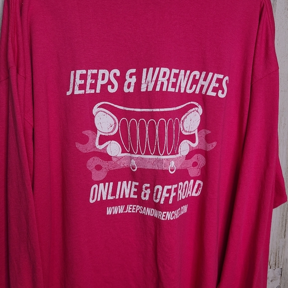 Jerzees Heavyweight Long Sleeve Pink Tshirt Graphic Jeeps & Wrenches - Picture 5 of 8